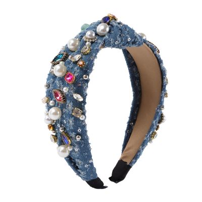 Denim Rhinestone Headband