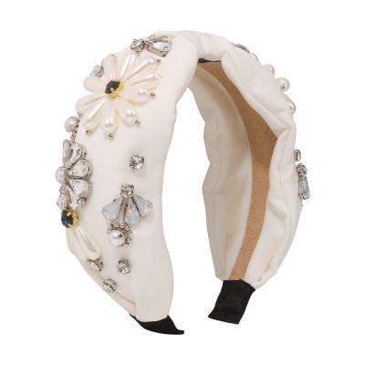 Satin Headband with Zinc Alloy Flower