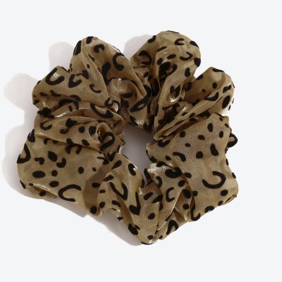 Flocked Leopard Scrunchies