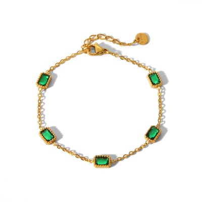  Gold Stainless Steel Inlaid Zirconia Bracelet