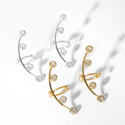 Gold Stainless Steel Diamond Ear Clips