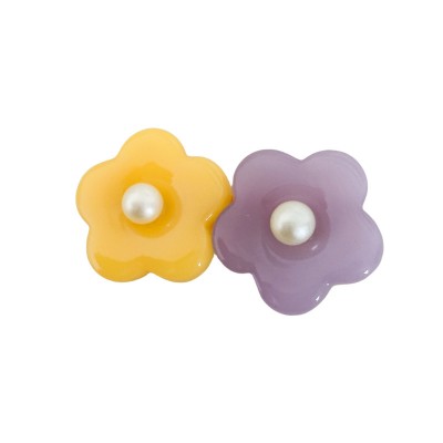 Acetate Flower Duckbill Clip with Pearl